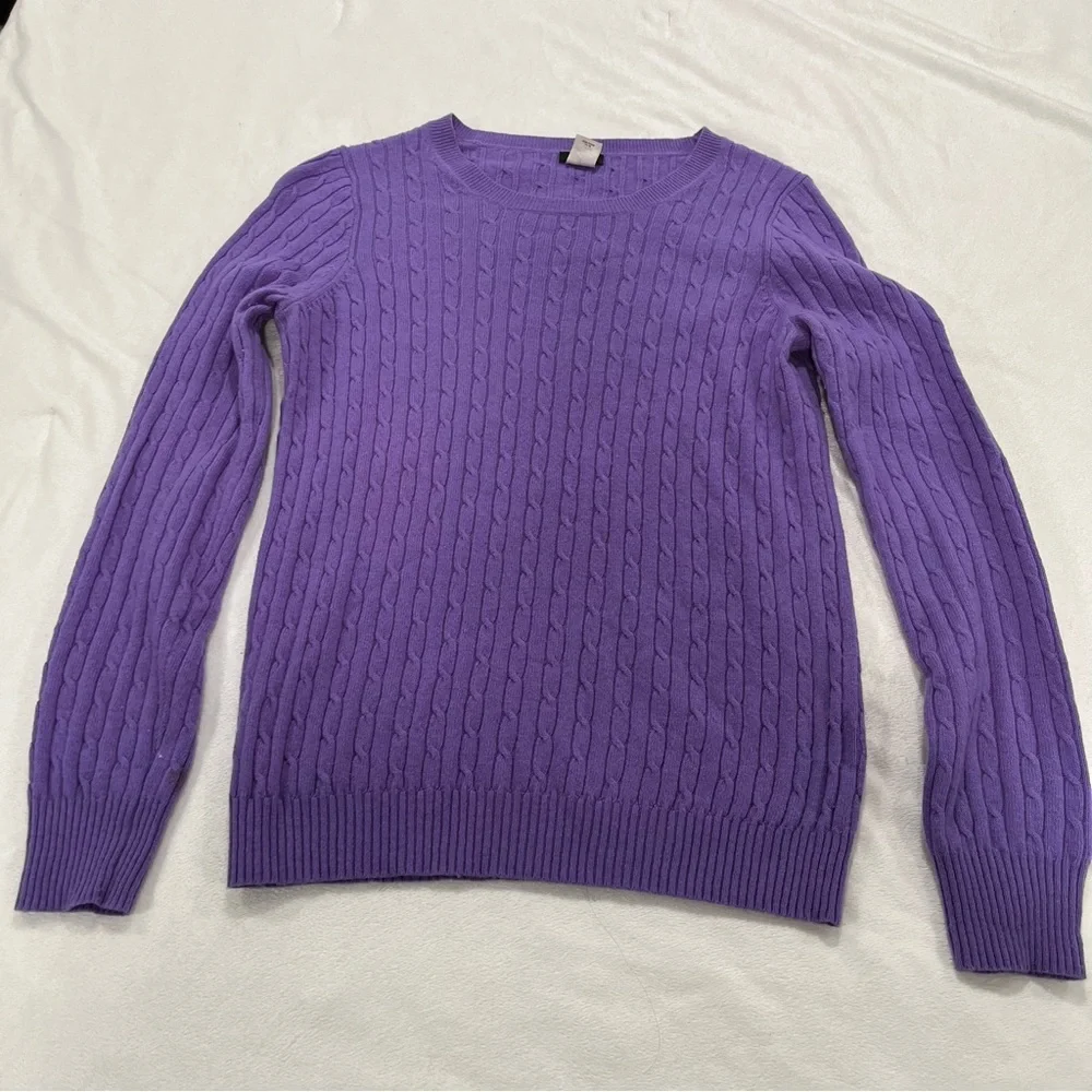 J.‎ Crew Womens Purple Cable-knit Crewneck Sweater Size M